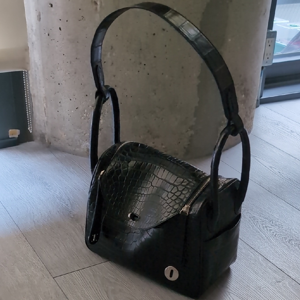 Croc Embossed Leather Bag